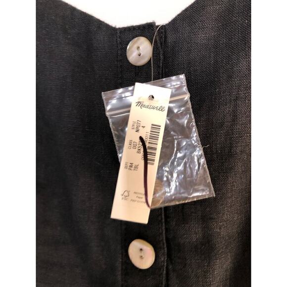 Madewell Jumpsuit Sleeveless Button Front Wide-Leg 100% Linen True Black NWT 4 - Picture 11 of 12